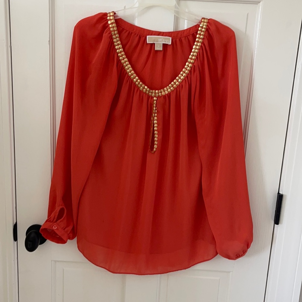 Michael Kors Orange studded Blouse size: Medium
